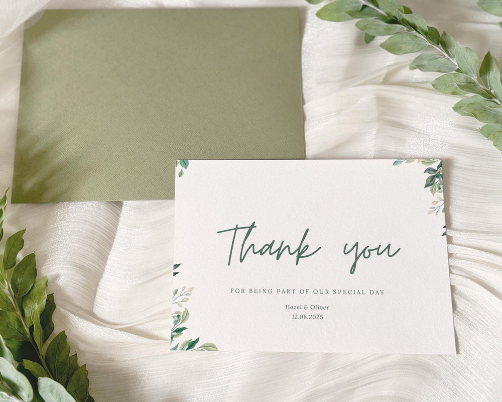 BeyzaLab Greenery Wedding Thank You Cards