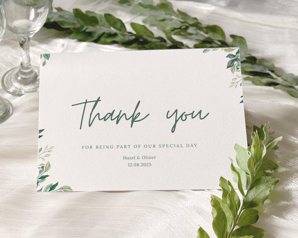 BeyzaLab Greenery Wedding Thank You Cards