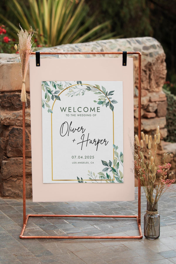 BeyzaLab Greenery Wedding Welcome Sign