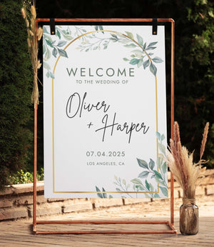 BeyzaLab Greenery Wedding Welcome Sign