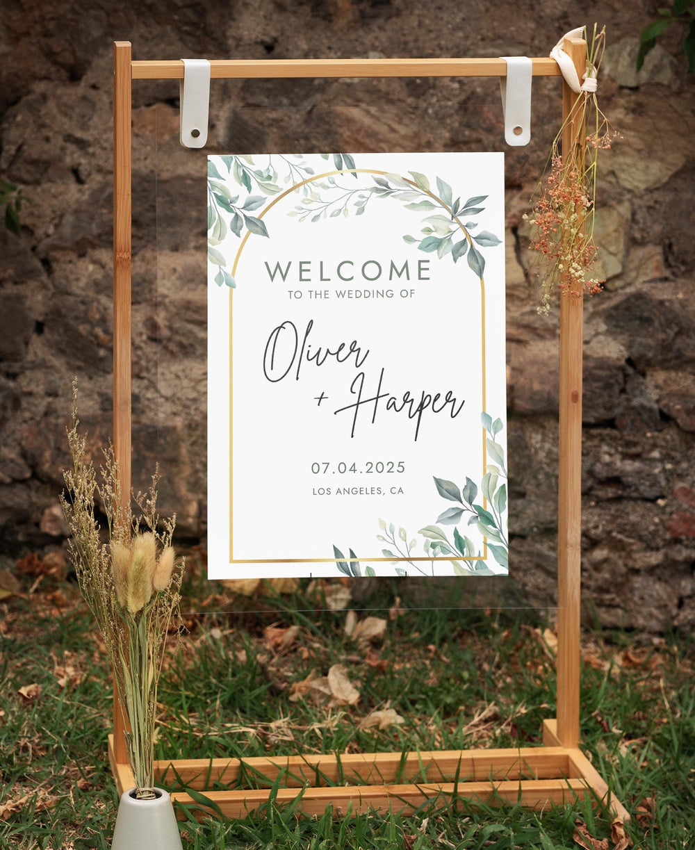 BeyzaLab Greenery Wedding Welcome Sign
