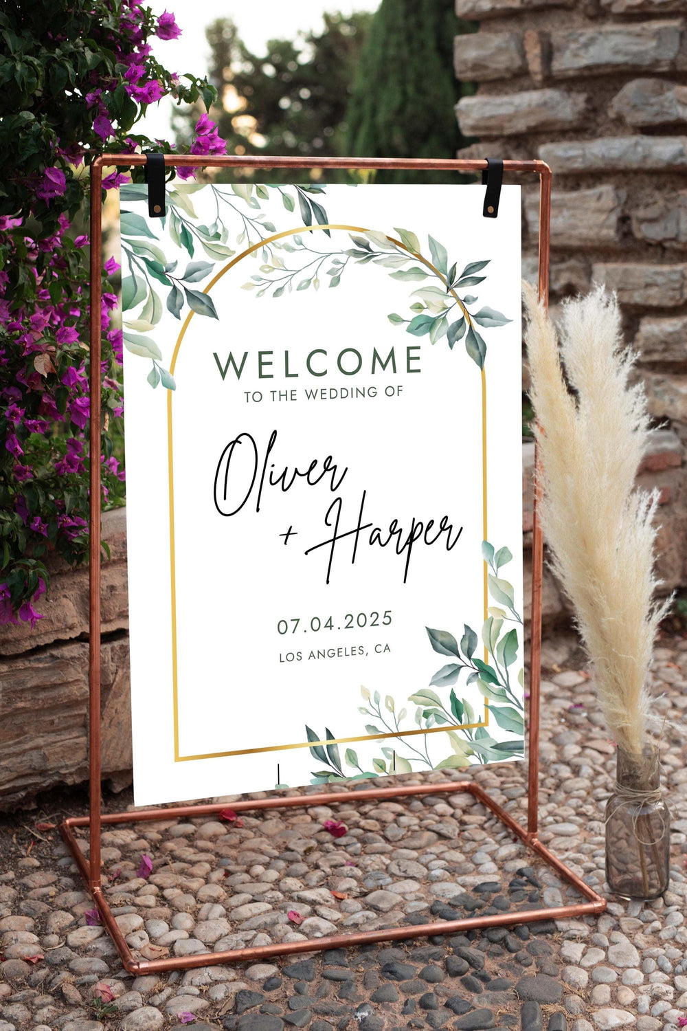 BeyzaLab Greenery Wedding Welcome Sign