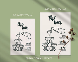 BeyzaLab Hand Drawn Bar Menu Sign