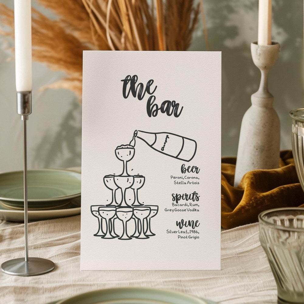 BeyzaLab Hand Drawn Bar Menu Sign