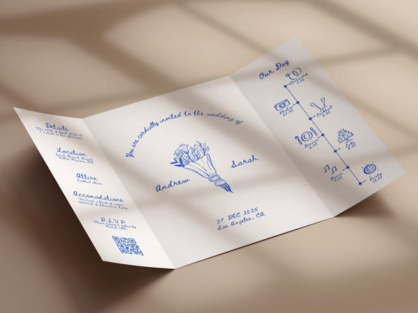 BeyzaLab Hand Drawn Gatefold Wedding Invitation
