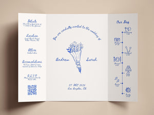 BeyzaLab Hand Drawn Gatefold Wedding Invitation