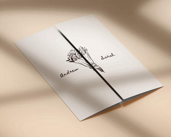 BeyzaLab Hand Drawn Gatefold Wedding Invitation Template