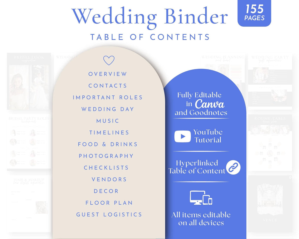 BeyzaLab Hand Drawn Wedding Binder