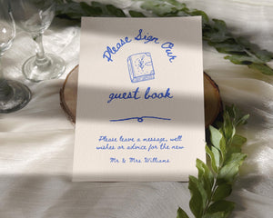 BeyzaLab Hand Drawn Wedding Guest Book Sign