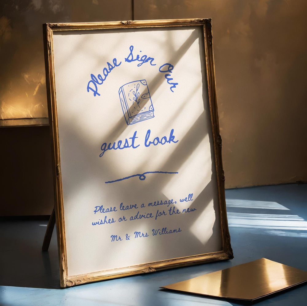 BeyzaLab Hand Drawn Wedding Guest Book Sign