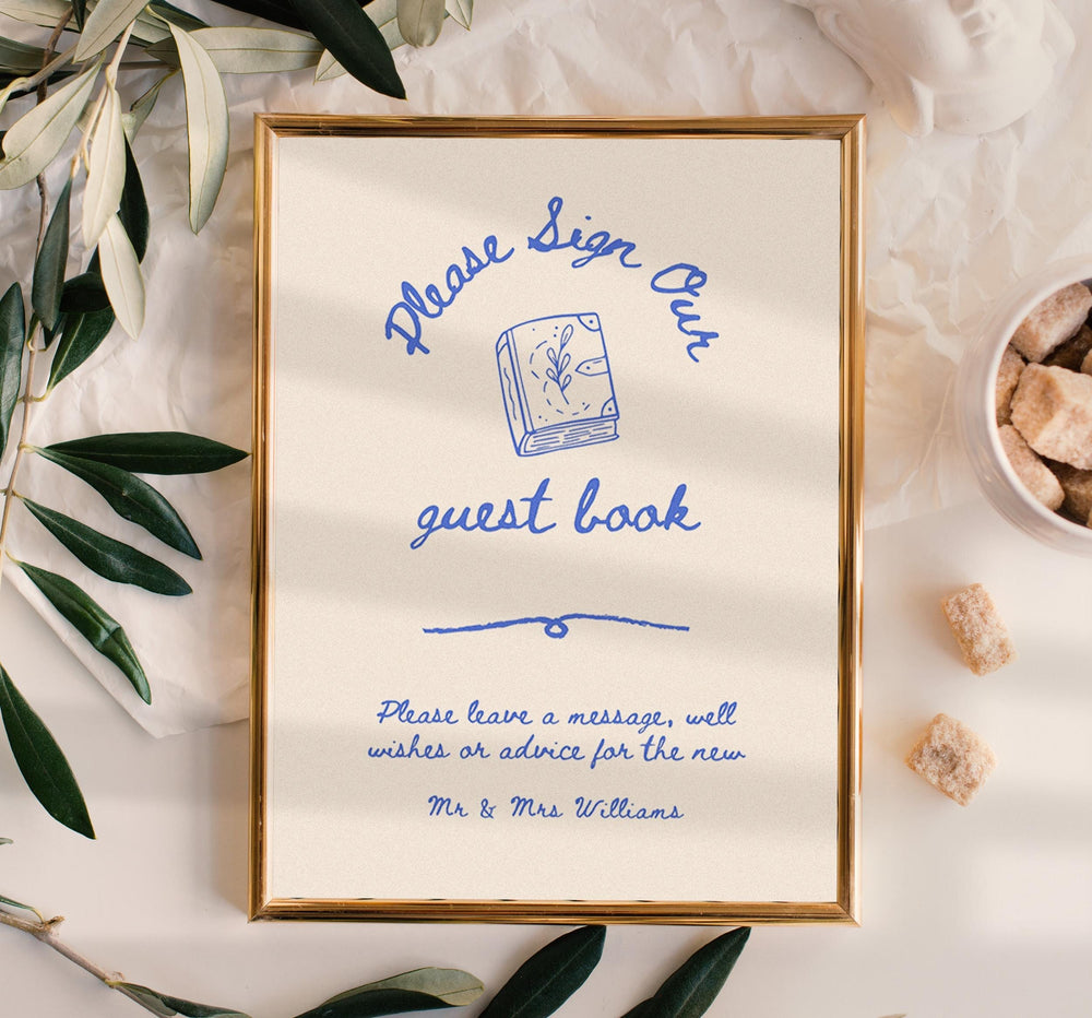 BeyzaLab Hand Drawn Wedding Guest Book Sign