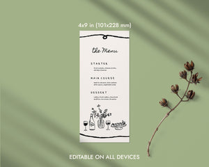 BeyzaLab Hand Drawn Wedding Menu Cards