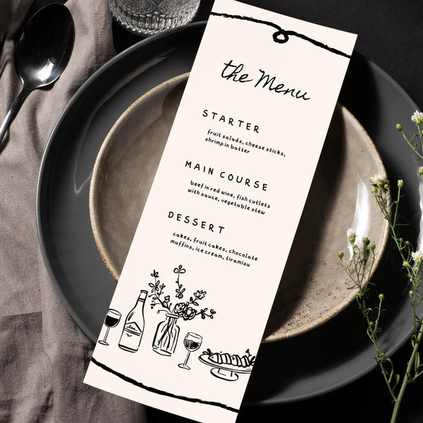 BeyzaLab Hand Drawn Wedding Menu Cards