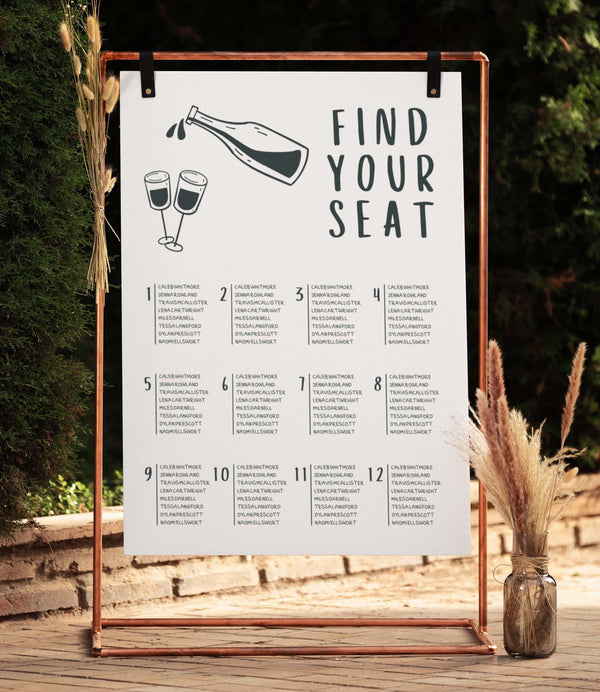 BeyzaLab Hand Drawn Wedding Seating Chart