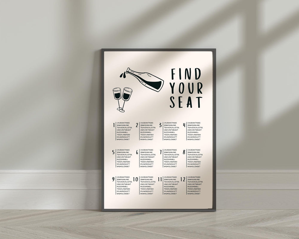 BeyzaLab Hand Drawn Wedding Seating Chart