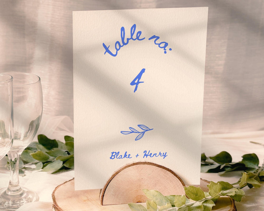 BeyzaLab Hand Drawn Wedding Table Numbers
