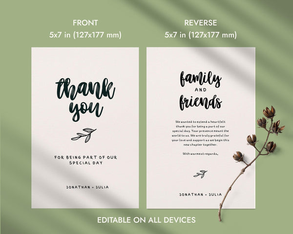 BeyzaLab Hand Drawn Wedding Thank You Cards