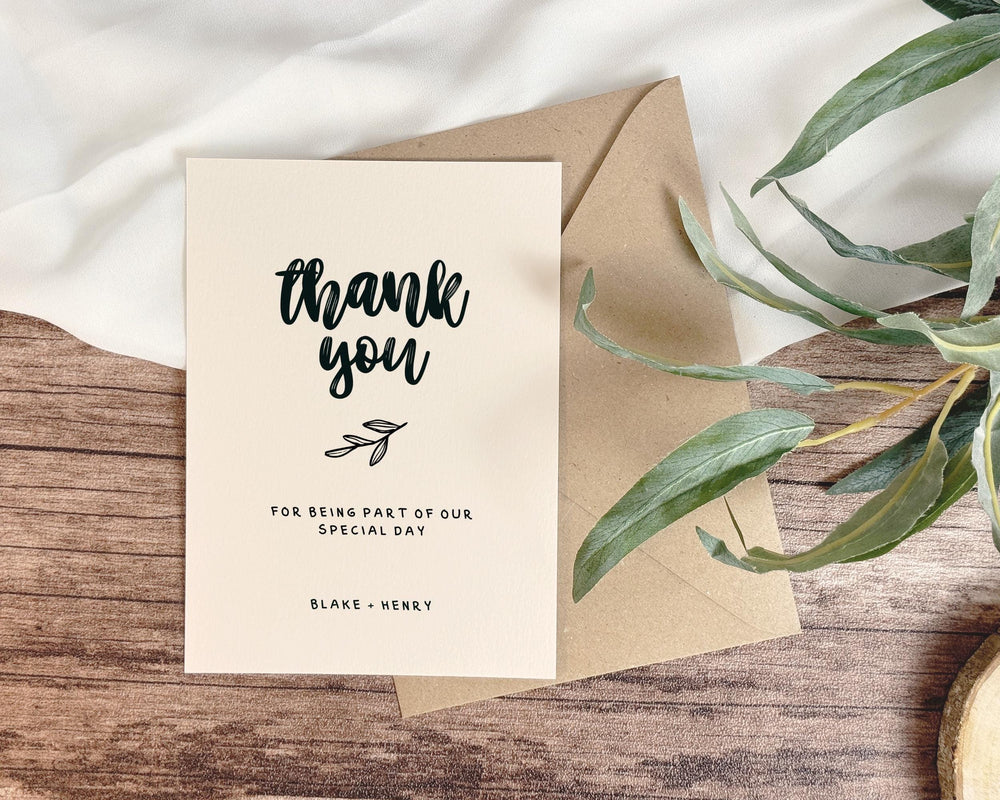 BeyzaLab Hand Drawn Wedding Thank You Cards