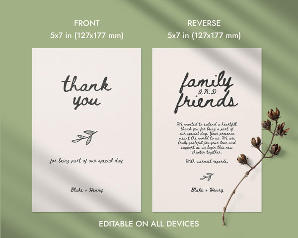 BeyzaLab Hand Drawn Wedding Thank You Cards Template