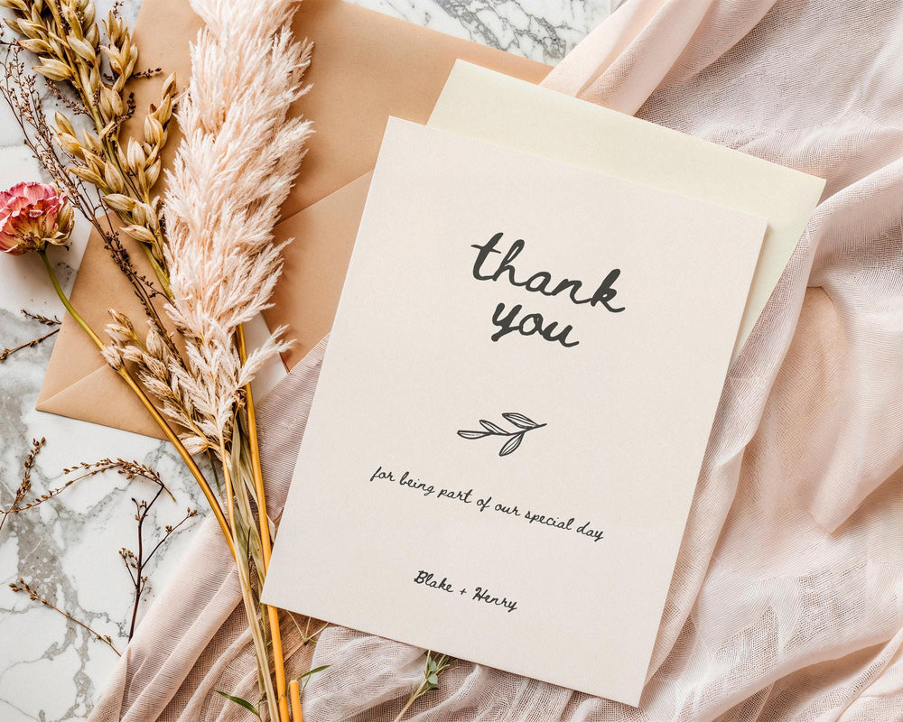 BeyzaLab Hand Drawn Wedding Thank You Cards Template