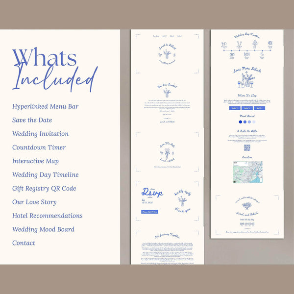 Instant Download - Canva Template Hand Drawn Wedding Website Invite
