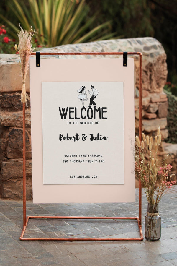 BeyzaLab Hand Drawn Wedding Welcome Sign