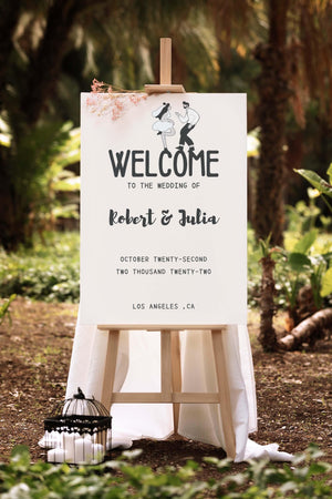 BeyzaLab Hand Drawn Wedding Welcome Sign