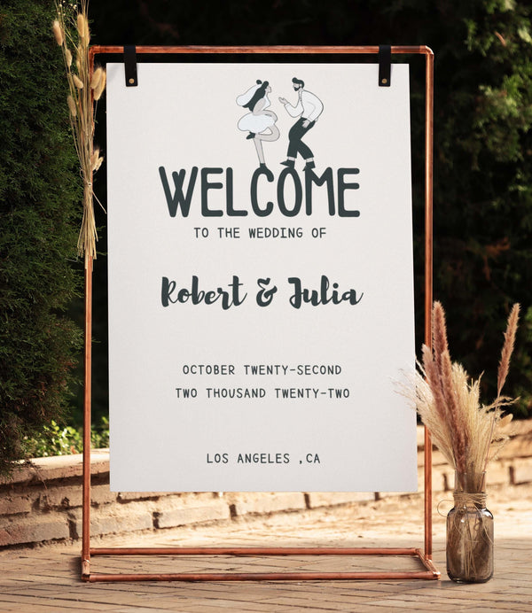 BeyzaLab Hand Drawn Wedding Welcome Sign