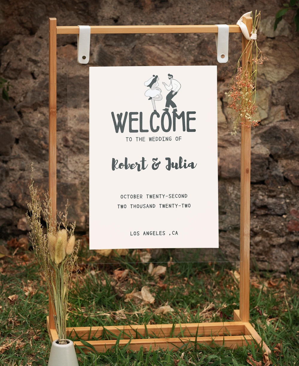 BeyzaLab Hand Drawn Wedding Welcome Sign