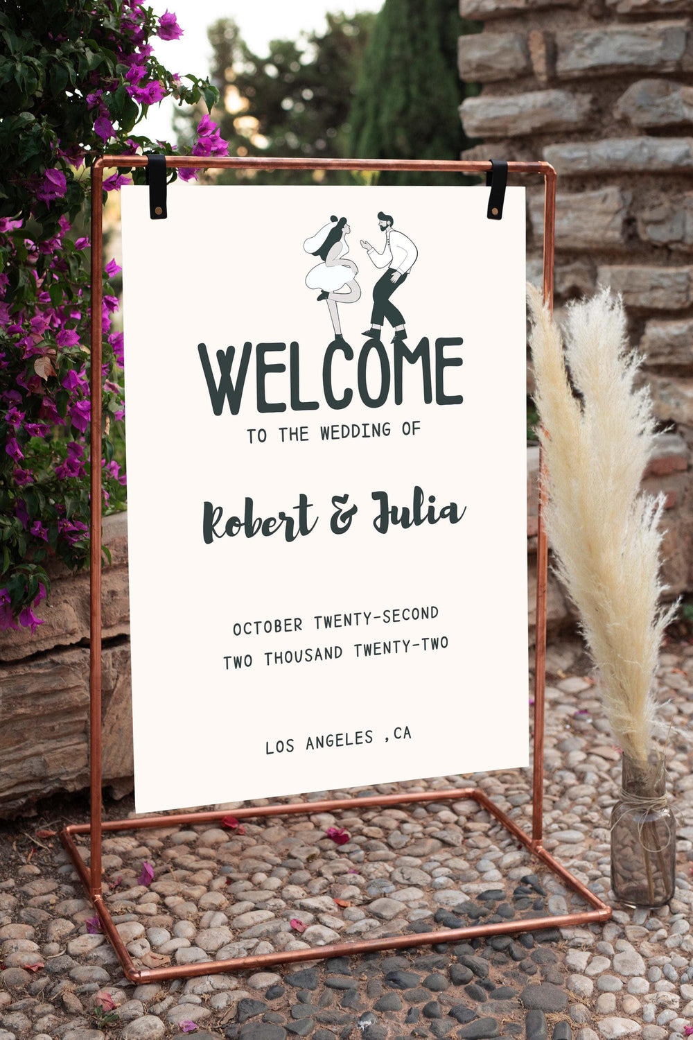 BeyzaLab Hand Drawn Wedding Welcome Sign