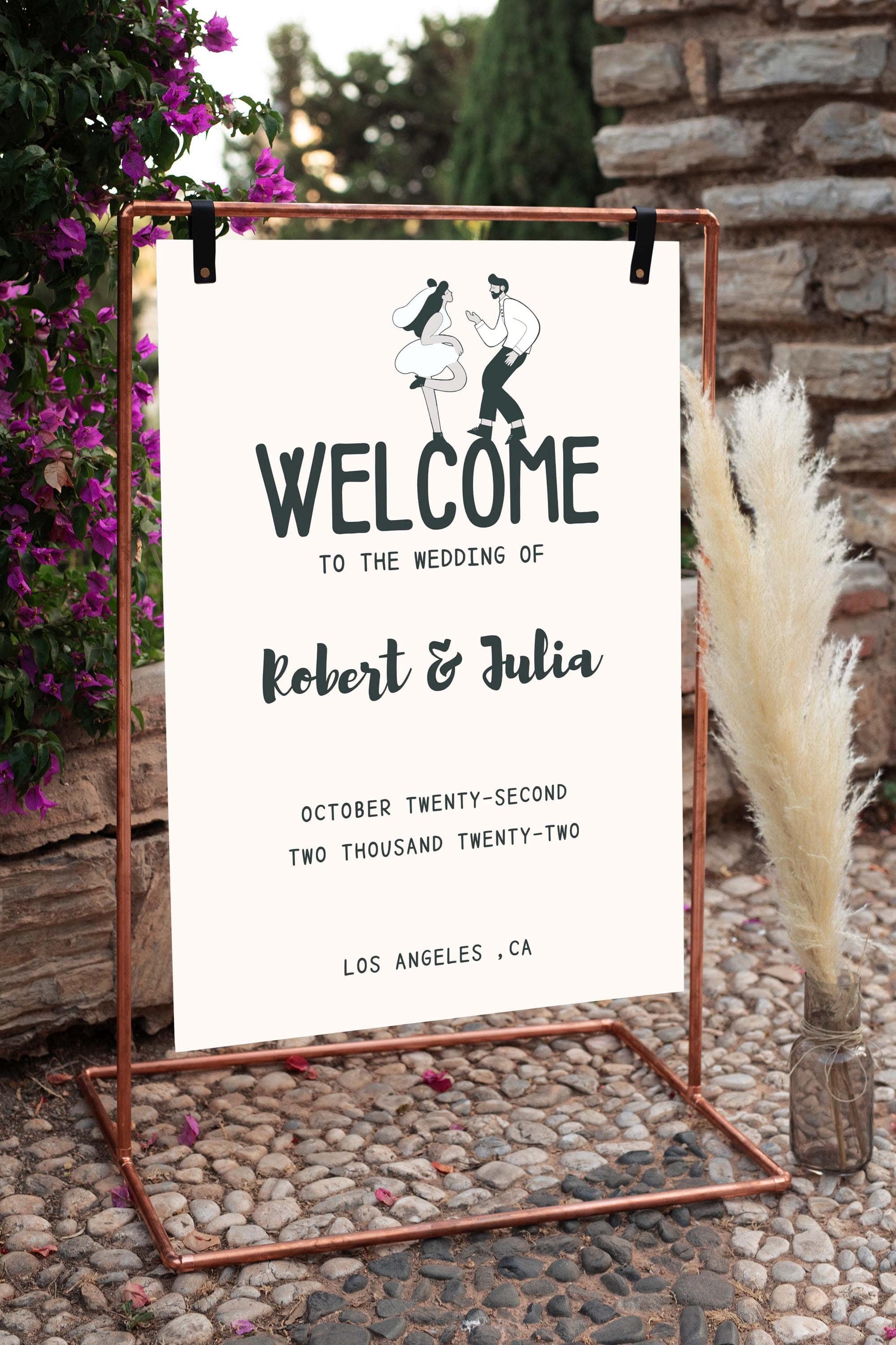 BeyzaLab Hand Drawn Wedding Welcome Sign