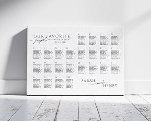 Instant Download - Canva Template Horizontal Alphabetical Wedding Seating Chart Sign