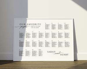 Instant Download - Canva Template Horizontal Alphabetical Wedding Seating Chart Sign