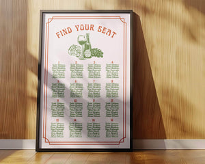 Instant Download - Canva Template Italian Retro Wedding Seating Chart