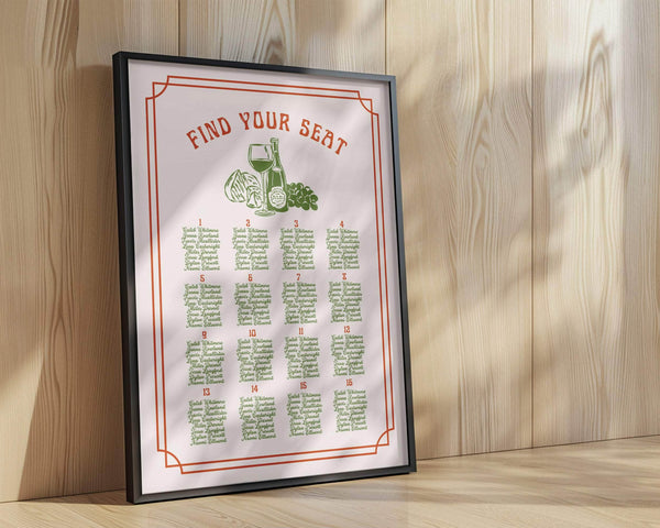 Instant Download - Canva Template Italian Retro Wedding Seating Chart