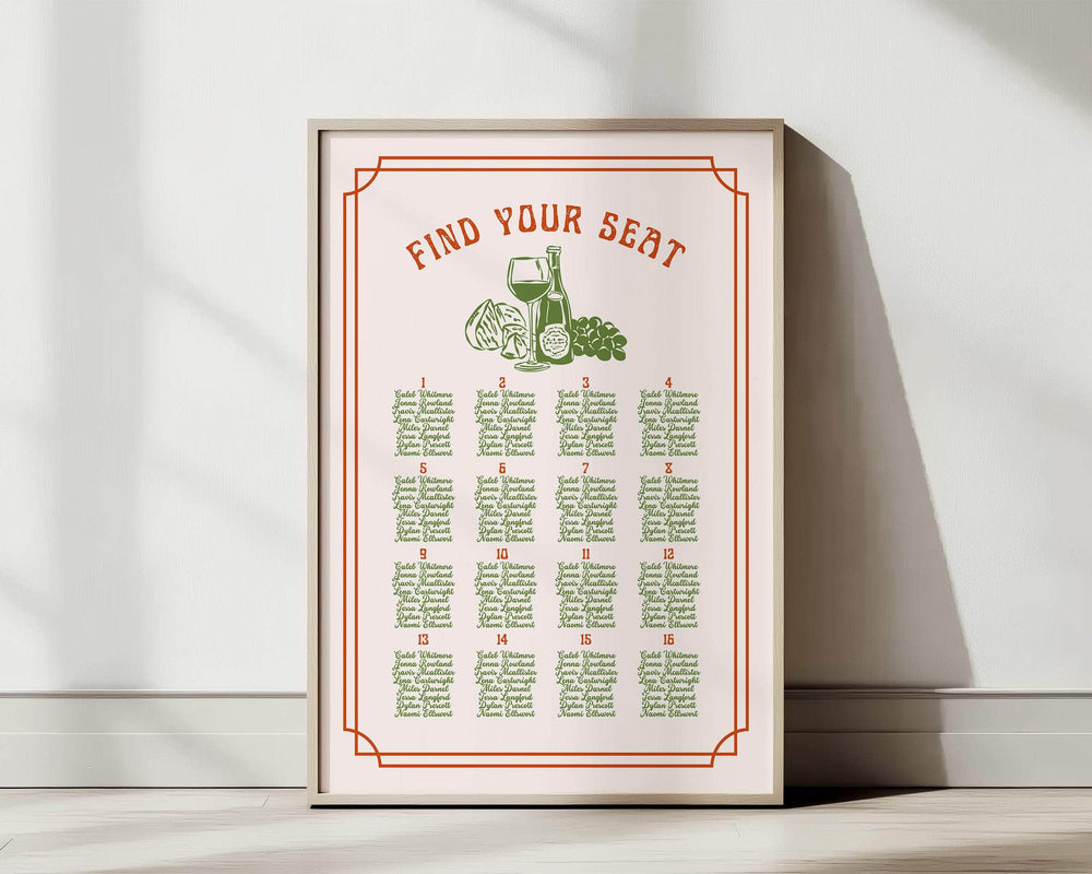 Instant Download - Canva Template Italian Retro Wedding Seating Chart