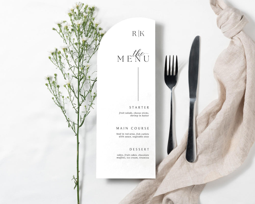 BeyzaLab Minimal Wedding Menu Cards