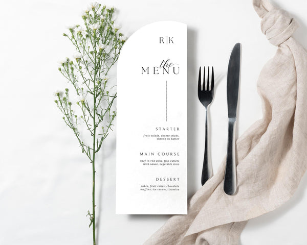 BeyzaLab Minimal Wedding Menu Cards