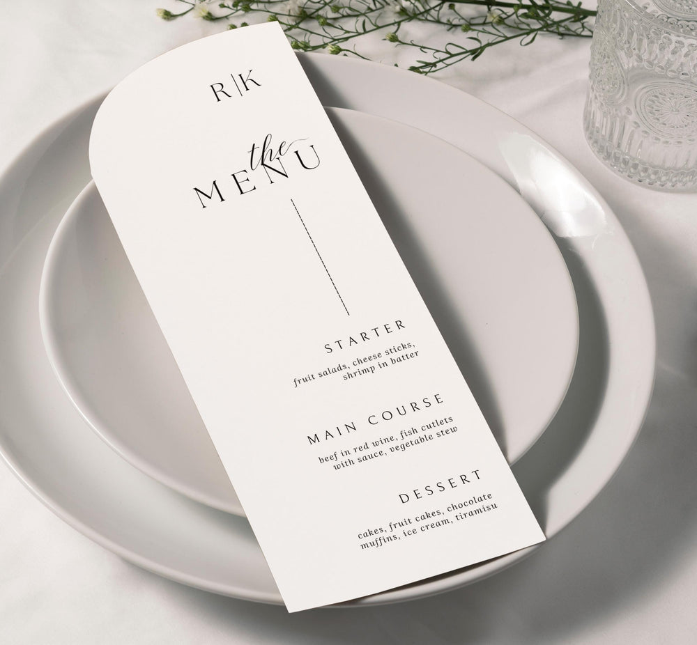 BeyzaLab Minimal Wedding Menu Cards