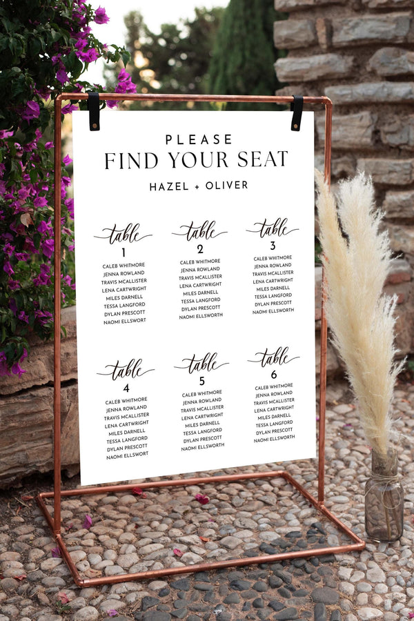 BeyzaLab Minimal Wedding Seating Chart