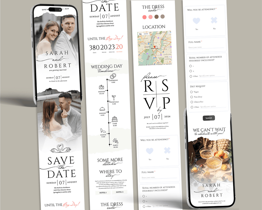 Instant Download - Canva Template Minimal Wedding Web Invitation