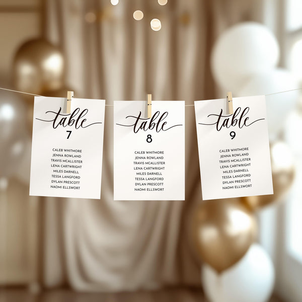 BeyzaLab Modern Seating Chart Cards