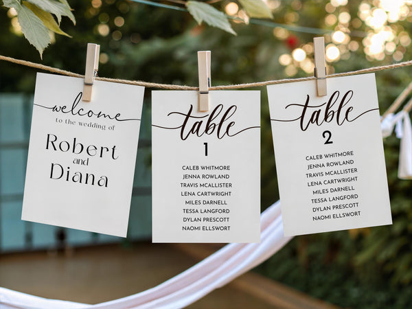 BeyzaLab Modern Seating Chart Cards