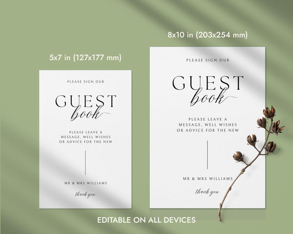 BeyzaLab Modern Wedding Guest Book Sign