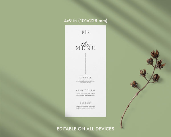 BeyzaLab Modern Wedding Menu Cards