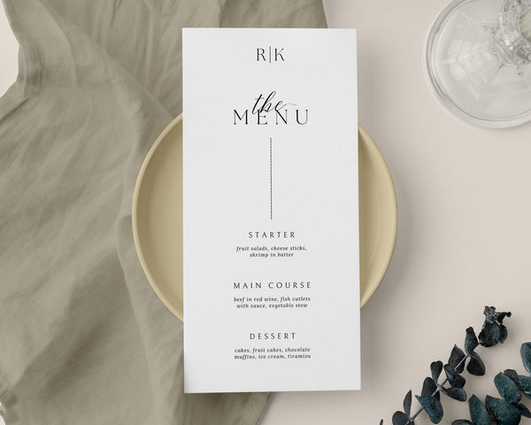 BeyzaLab Modern Wedding Menu Cards