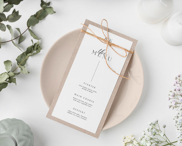 BeyzaLab Modern Wedding Menu Cards