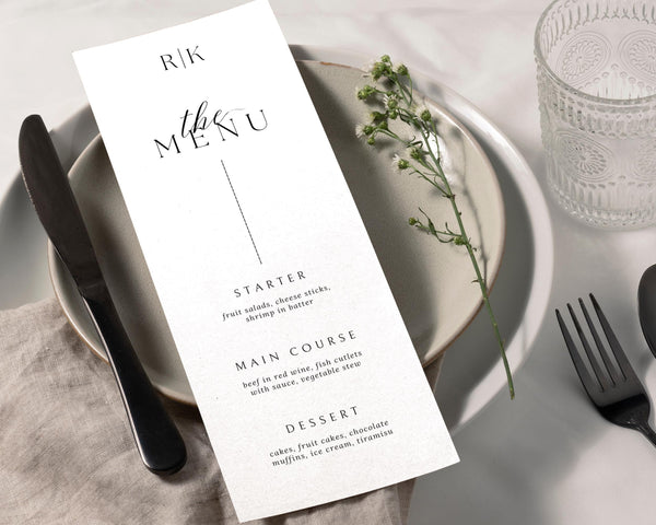 BeyzaLab Modern Wedding Menu Cards