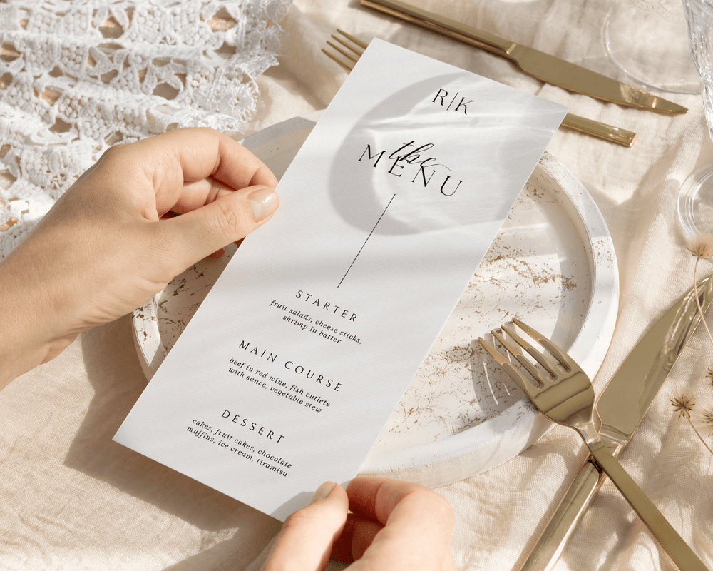 BeyzaLab - Canva Template Modern Wedding Menu Cards