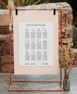 BeyzaLab Modern Wedding Seating Chart Sign